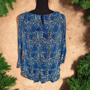 Liz Claiborne Blue Floral Blouse